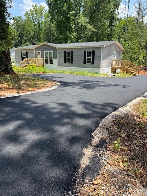 Mobile home from driveway